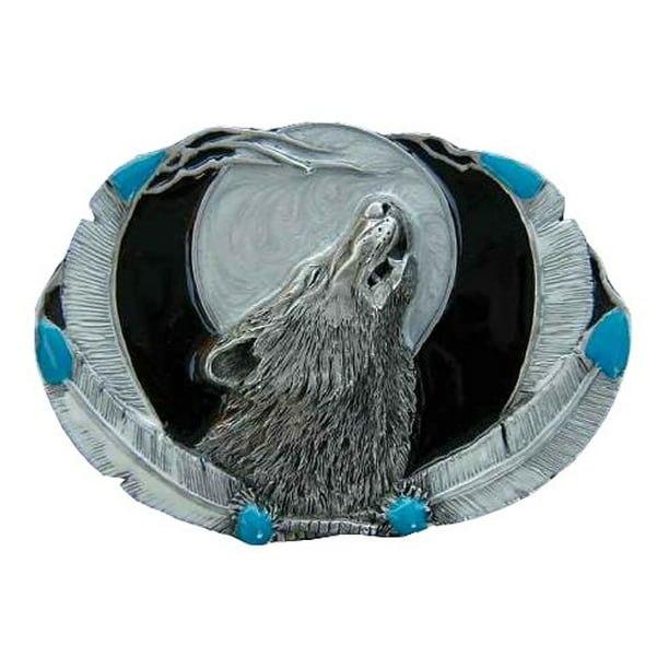 Wolf belt buckle howling wolf  and eagles